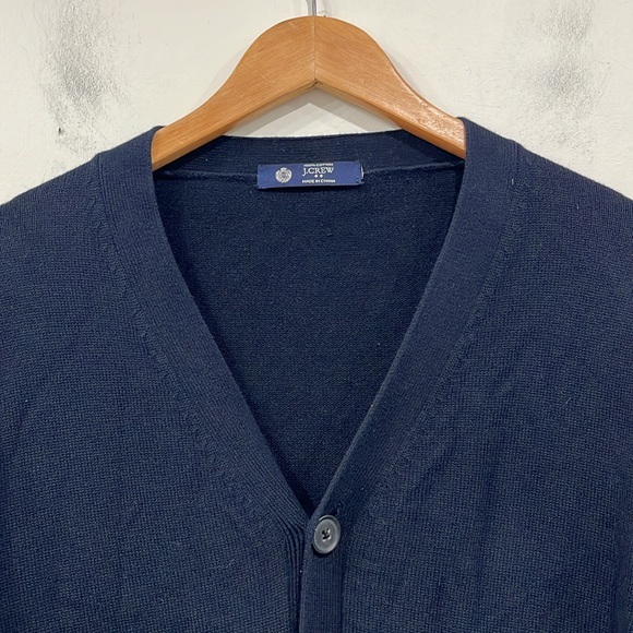 J. Crew Cotton Cardigann Pockets vneck in Navy Blue size Large - Picture 4 of 10